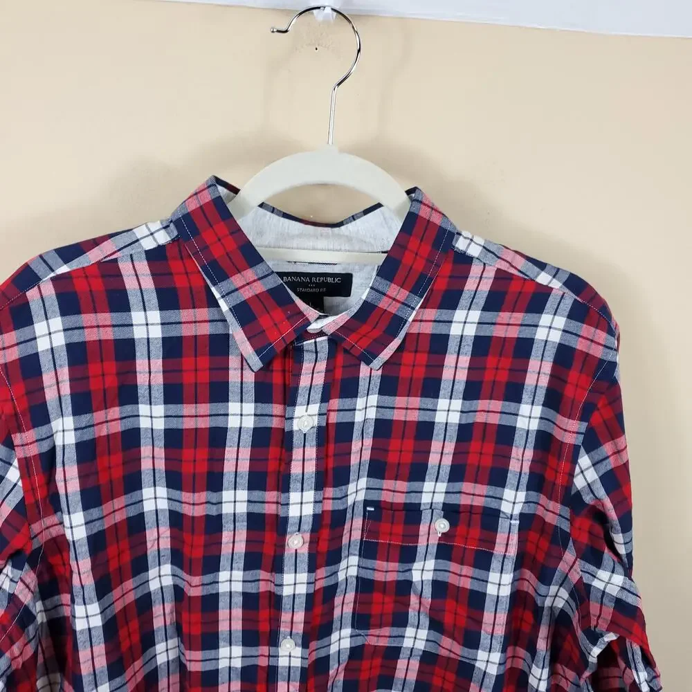 Banana Republic Plaid Standard Fit Button Up Shirt Size L